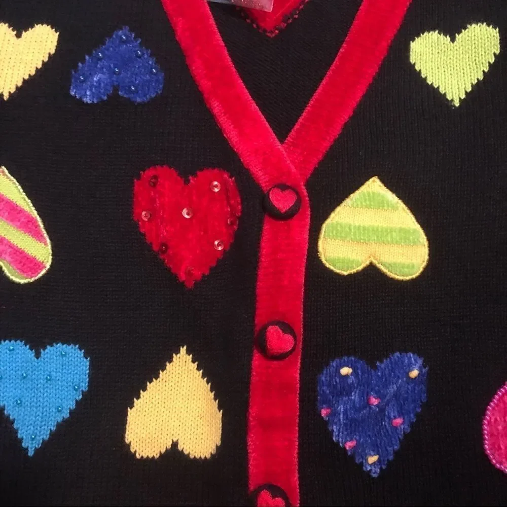 NWT The Quacker Factory whimsical heart cardigan - Picture 7 of 7